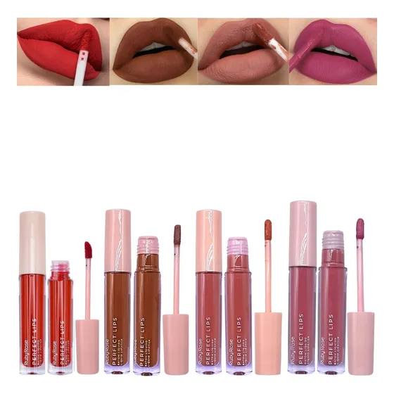 Kit 4 Batons Líquido Matte Perfect Lips Ruby Rose