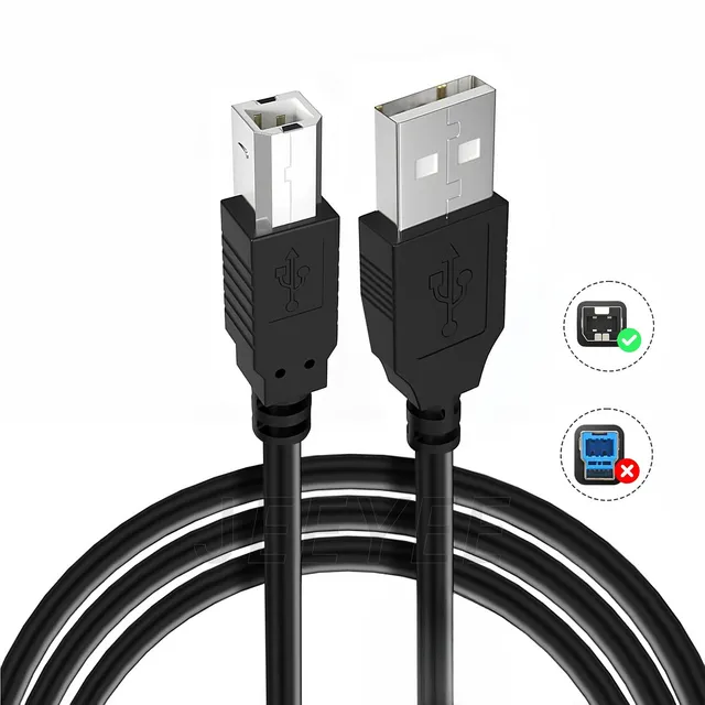 Cable Usb Impresora Cable De Impresora Usb 2.0 A-b Macho Para Hp Epson Canon Universal 1.5 Metro 480mbps Color Negro Jeeyee