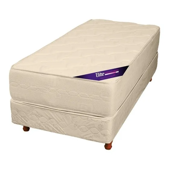 Sommier Colchon 1 1/2 Plaza Y Media Espuma Alta Densidad Color Beige