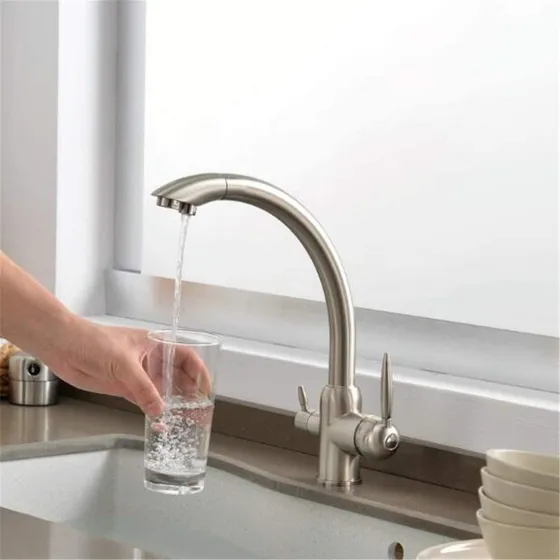 Omoons Grifo Cocina Niquel Cepillado Rotacion 360 Grado Agua