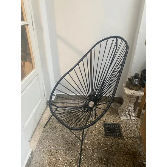 Silla Acapulco Pvc Negra Buen Estado Negro Lisa