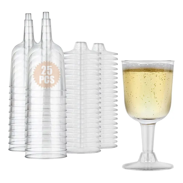 25pcs Copas De Vino Desechables, Postres De Plástico Premium