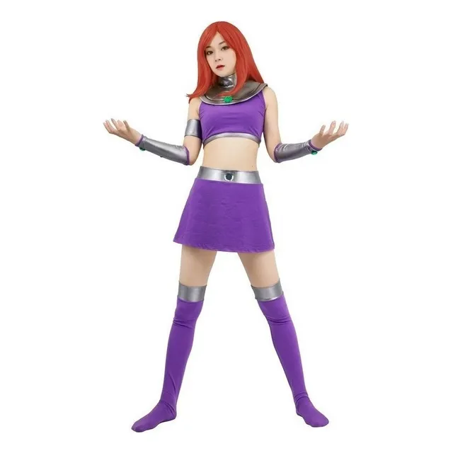 A Disfraz De Anime Starfire Cosplay Mujer Halloween Carnaval