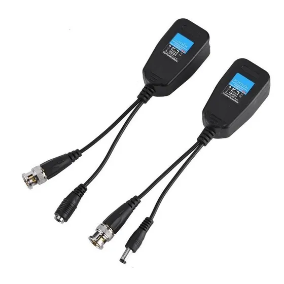 Par De  Cat5e Rj45 6 Conector Coaxial Cctv Bnc Poder Video 
