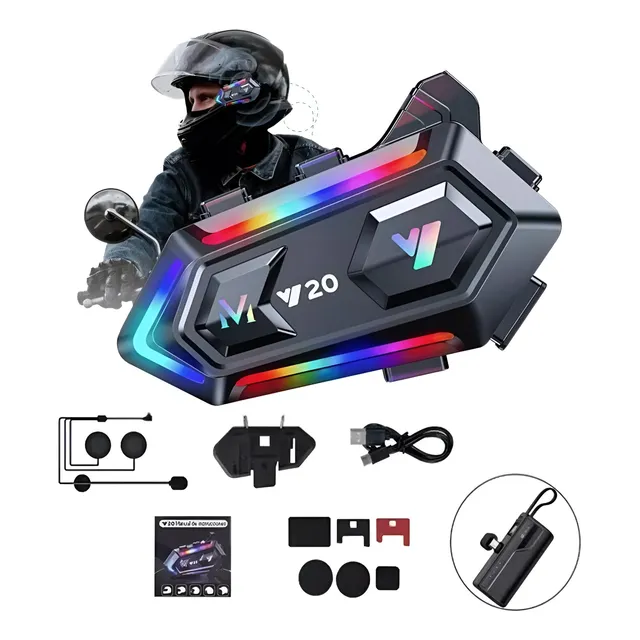 Intercomunicador Para Casco Moto Bluetooth Ip67 + Power Bank