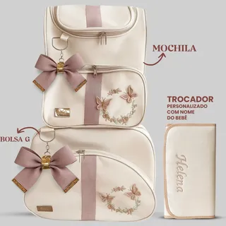 Kit Maternidade Personalizado Mala + Mochila + Trocador