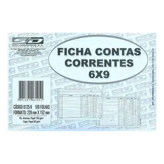 Ficha Conta Corrente 6x9 Kit Com 300 Fichas