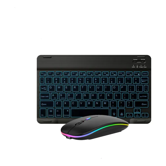 Kit Teclado Mouse Inalambrico Bluetooth Color Rgb Recargable