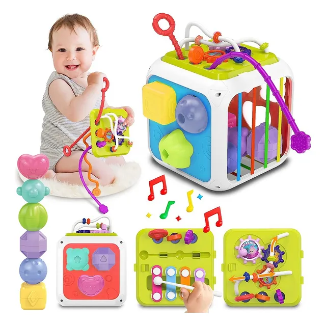 Juego De Enseñanza Para Bebés Con Cubo De Actividades 7 En 1