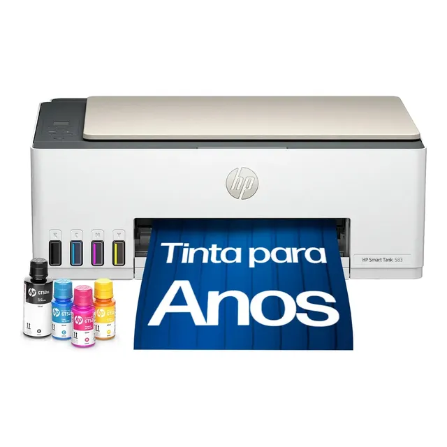 Impressora Multifuncional Hp Smart Tank 583 Colorida 1 Usb 2.0 De Alta...