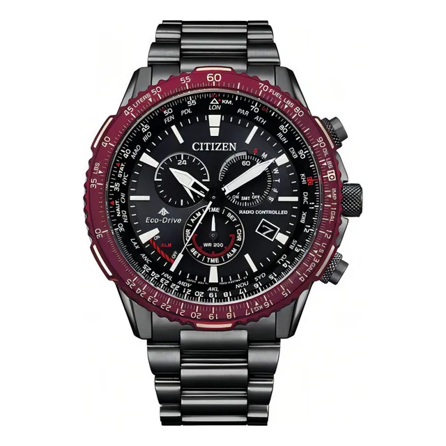 Reloj Citizen Cb500955e Hombre Radio Control Hora Mundial Color de la malla Negro Color del bisel Negro Color del fondo Negro