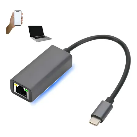 Adaptador Conector Usb Tipo C Macho A Rj45 Hembra Gigabit