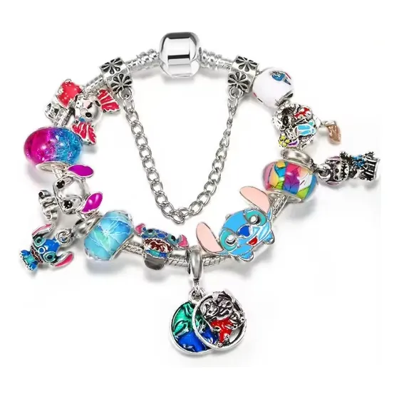 Brazalete/ Pulsera Tipo Pandore Incluye Charms  Stitch 6 Cm 19 Cm