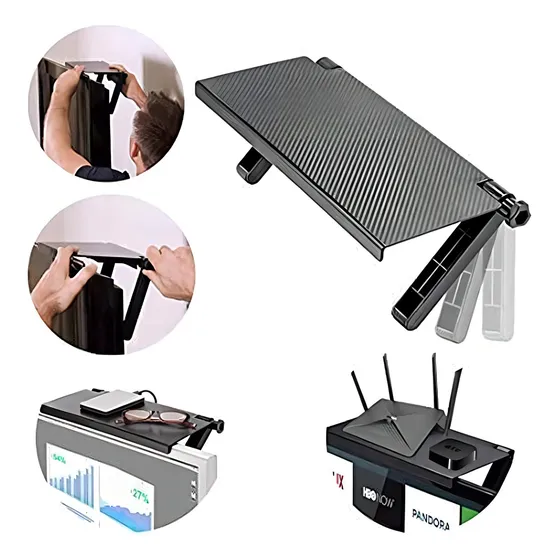 Estante Plataforma Soporte Repisa Ajustable Box Modem Tv Pc Color Gris Oscuro