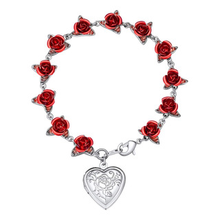 U7 Pulseira De Flor Rosa Para Dia Dos Namorados Com Elos Ba U7 Pulseira De Flor Rosa Para Dia Dos Namorados Com Elos Ba