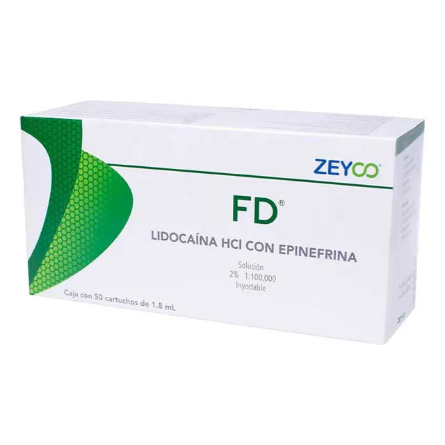 Fd Lidocaina Inyectable C/epinefrina Plast. Cj. C/50 Pzas.
