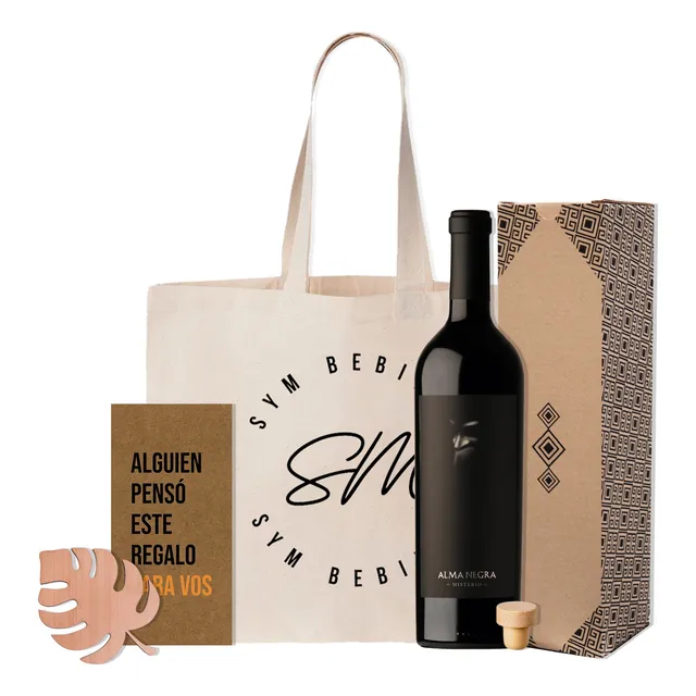 Box Vino Alma Negra Tinto Personalizado Regalo Ideal