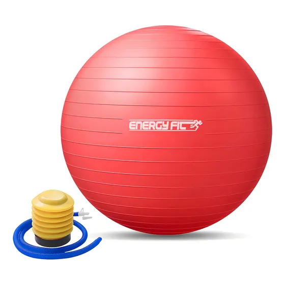 Pelota Pilates Yoga Esferodinamia Gimnasia 65 Cm + Inflador Color Rojo