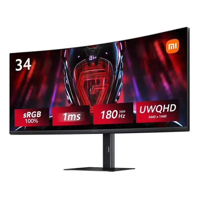 Monitor Gamer Curvo 34'' Xiaomi G34wqi Ultrawide, 1ms, 180hz
