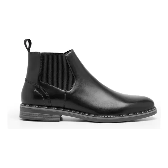 Botín Chelsea Hombre Casual Negro Piel Elástico Flexi 404604