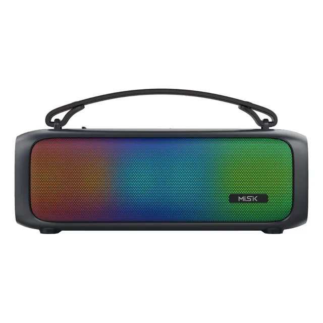 Bocina Bluetooth Flame Portatil Misik Ms267 Luces Rgb Negro