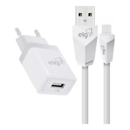 Carregador Parede ELG Ktc10wc, 1 Saída Usb + Cabo Usb-c Cor Branco