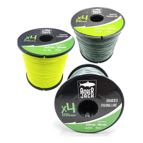 Bobina de Multifilamento Amberjack 4x 0.25 Mm Amarillo 500 Mts