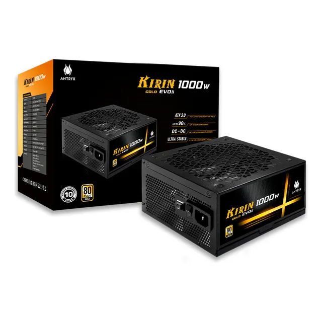 Fuente De Poder Antryx Kirin Gamer 1000w 80 Plus Gold Evo Ii