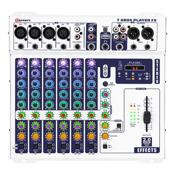 Mesa De Som 8 T0804 12v Canais Player Multicolor Taramps