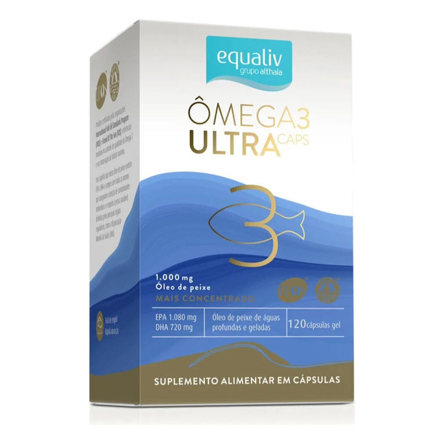 Ômega 3 Ultra Caps 1000mg - Concentrado 120 Caps - Equaliv Sabor Neutro Ômega 3 Ultra Caps 1000mg - Concentrado 120 Caps - Equaliv Sabor Neutro