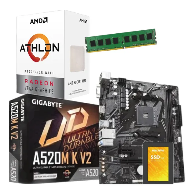 Combo Actualización Amd Athlon 3000g + 16 Gb + Ssd 480 Gb Color Negro