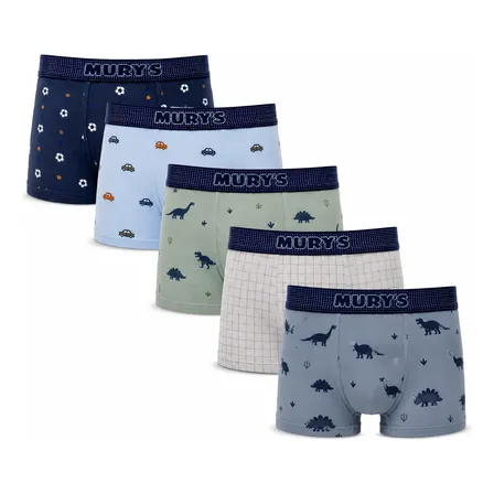 Kit 5 Cuecas Boxer Infantil Algodão Menino Kids Criança Bebé