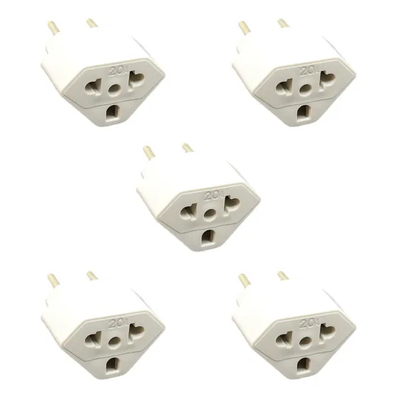 Kit 5 Peças Adaptador Tomada Triangular T Pino 20 Amperes