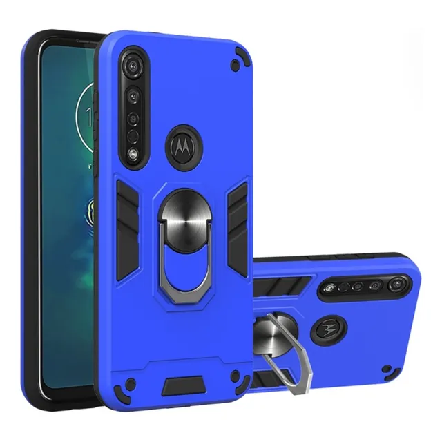 Funda Para Motorola Moto G8 Plus Con Anillo Metálico Azul