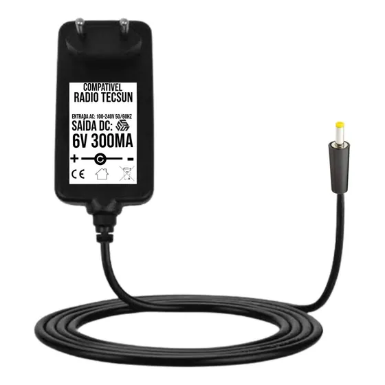 Fonte 6v 300ma Compatível Receptor De Radio Tecsun Pl-600