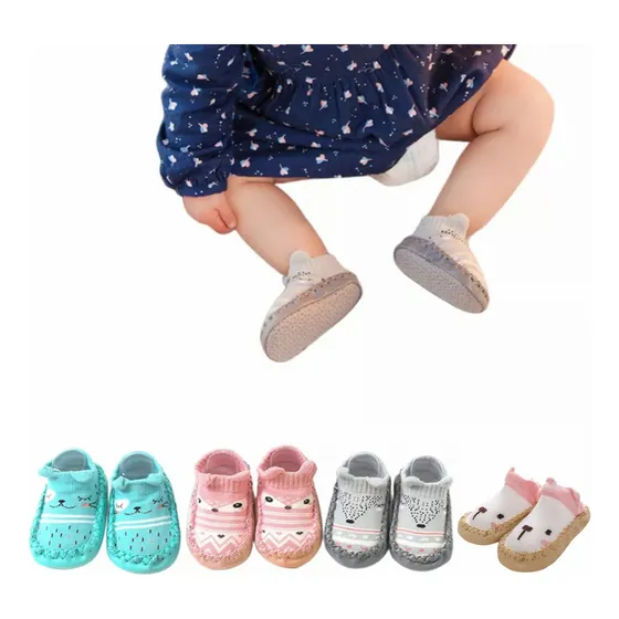 Bebé,niño,suave,calcetines, Antideslizante,zapatos 4pcs