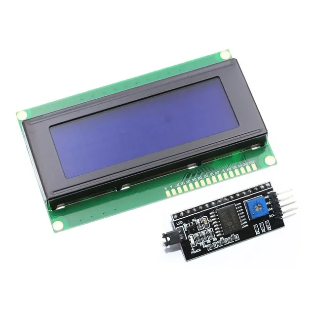 Pantalla LCD 20x4 2004 con fondo azul y módulo Arduino I2C Pic
