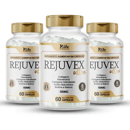 Rejuvex Ultra 180 Cápsulas Com Colágeno E Ácido Hialurônico Sem Sabor