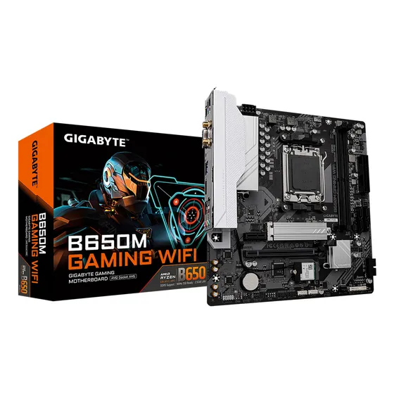 Placa Mãe Gigabyte B650m Gaming Wifi B650 Amd Am5 Matx Ddr5 Cor Branco