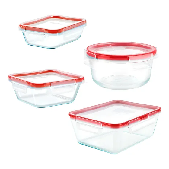 Set Juego 4 Recipientes Hermeticos Pyrex Vidrio Freshlock