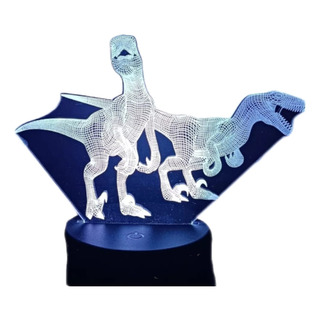 Lámpara Ilusión 3d Pareja De Dinosaurios De 7 Colores Lámpara Ilusión 3d Pareja De Dinosaurios De 7 Colores