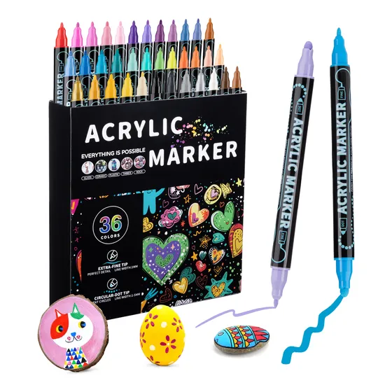 Rotuladores De Pintura Acrílica De Doble Punta De 36 Colores