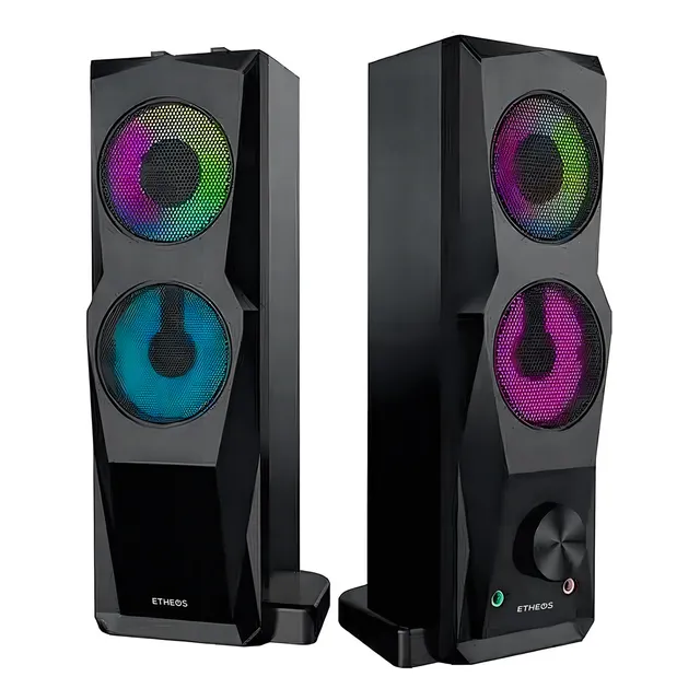 Barra De Sonido Parlante 2 En 1 Pc Gamer Luces Rgb - Etheos Color Negro