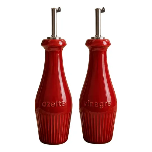 Le set ルクリーゼ　OIL&Vinegar Creuset grátis Frete | laranja cerâmica vinagre & azeite set 保存容器・ケース