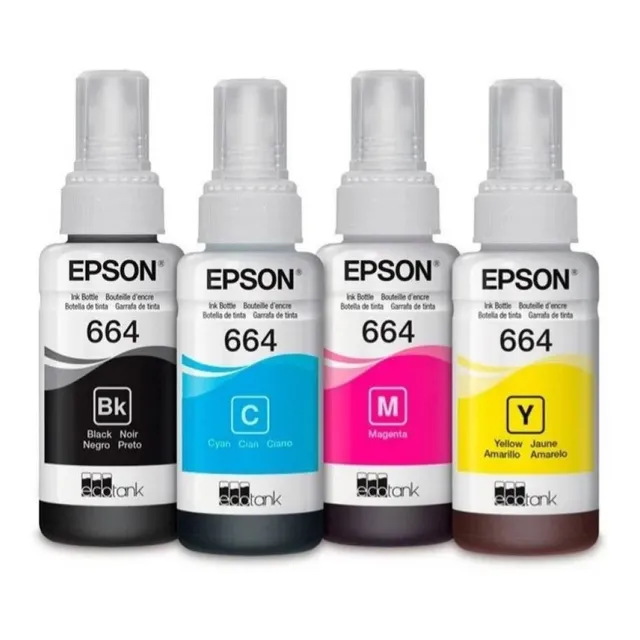 Tinta Epson T664 X 4 Pack ( Negro, Magenta, Cian, Amarillo)