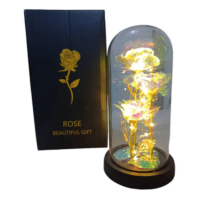 Lámpara Led Rosa Eterna Cristal Fiestasrecuerdos Regalos