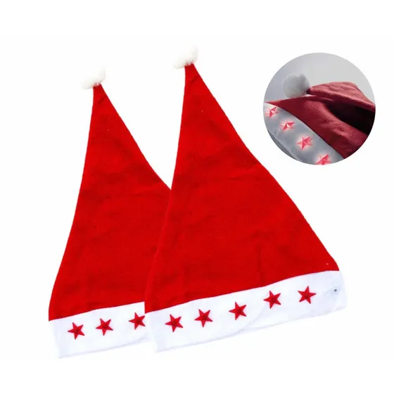 Gorros Navidad Luz Led Pack X6 Sombrero Viejo Pascuero