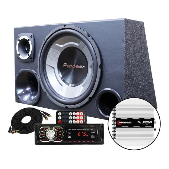 Kit Som Caixa Trio Sub Pioneer Aparelho Bluetooth Taramps