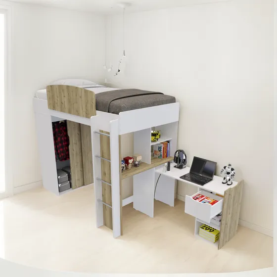 Camarote Multifuncional Con Escritorio Y Closet