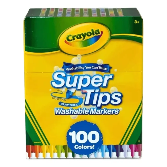 Super Tips Crayola 100 Plumones Marcadores Delgados Lavables